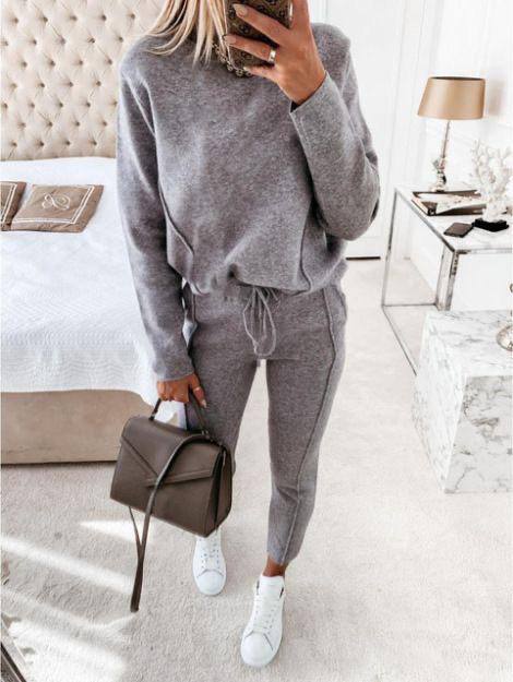 Matching Sets Mock Neck Sweater and Pants