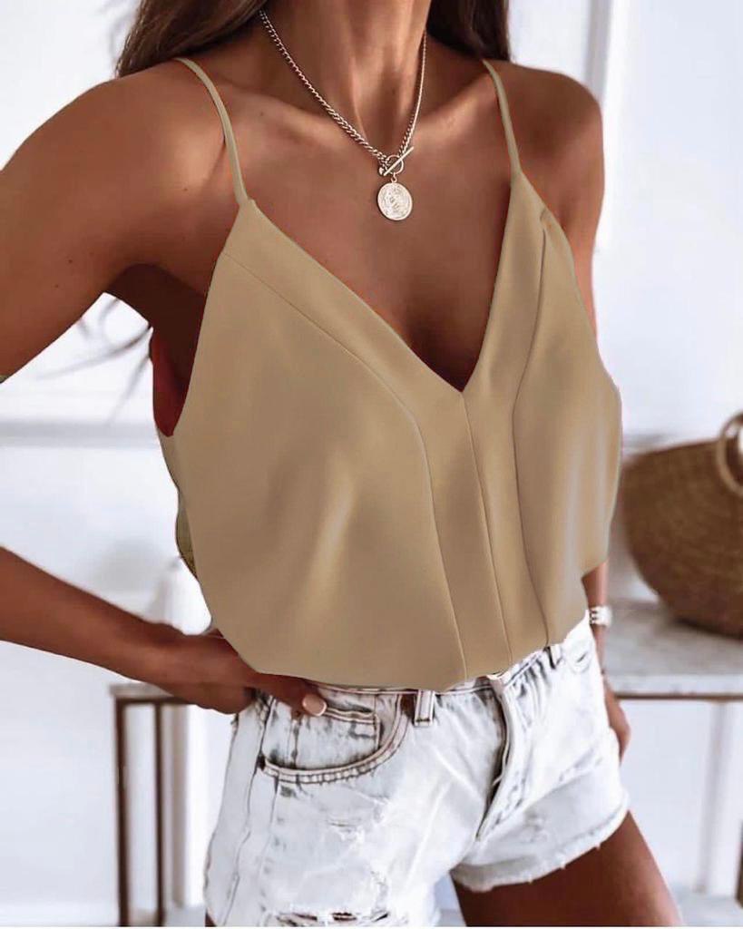 V Neck Spaghetti Strap Top