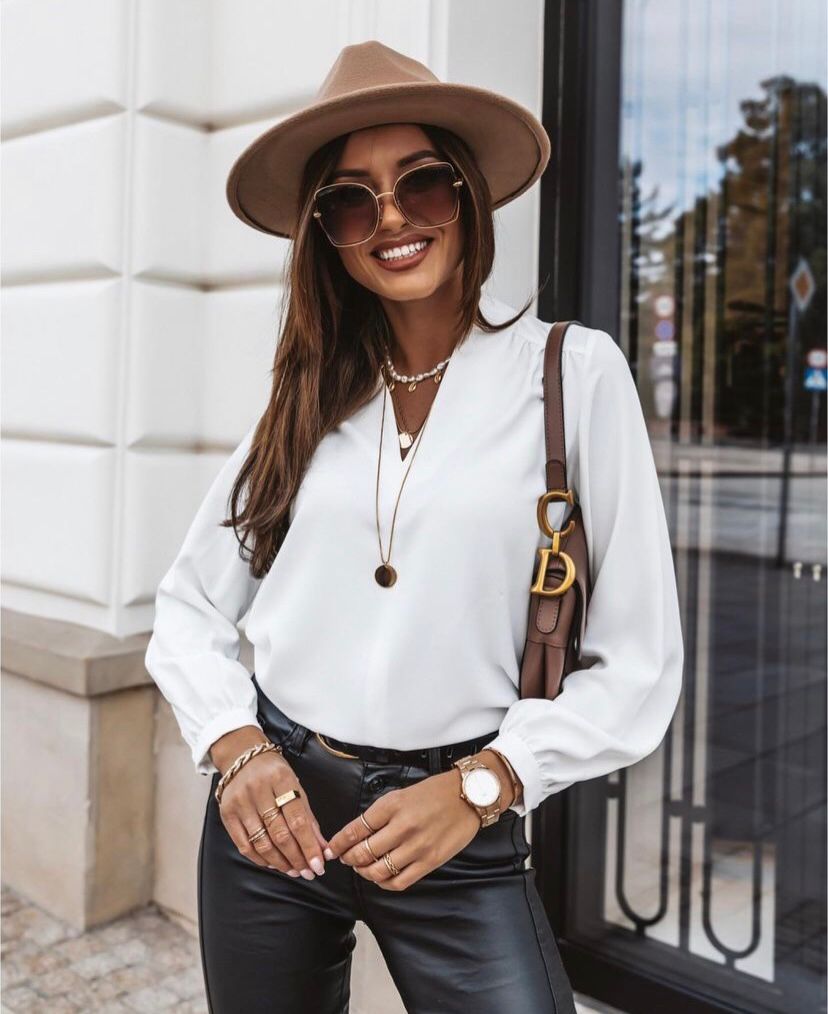 V Neck Elegant Solid Blouse Shirt