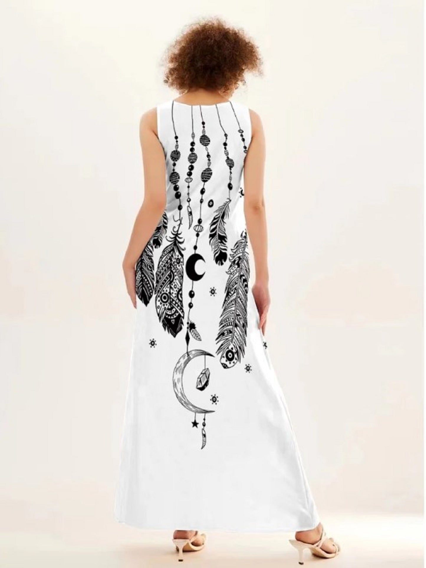 Floral Print Notched Neck Long Dress Casual Sleeveless Maxi Dress