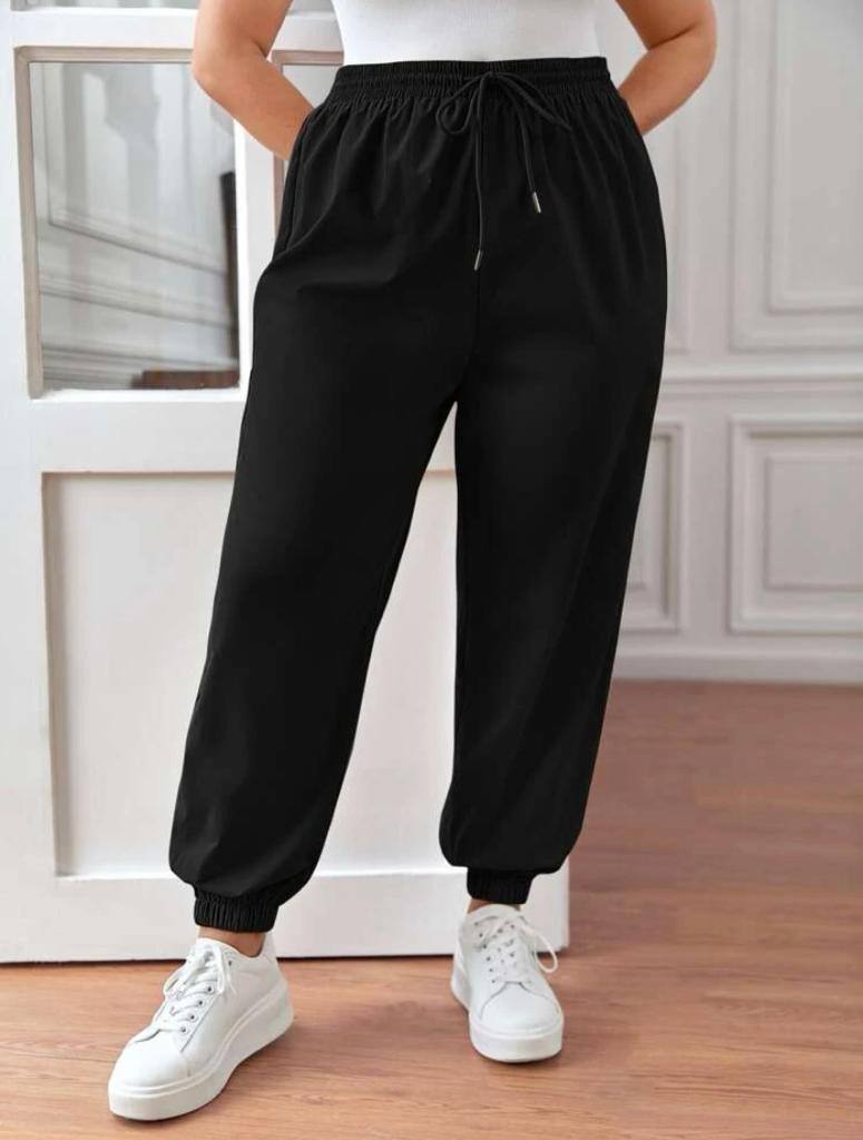 Drawstring Waist Solid Color Jogger Pant