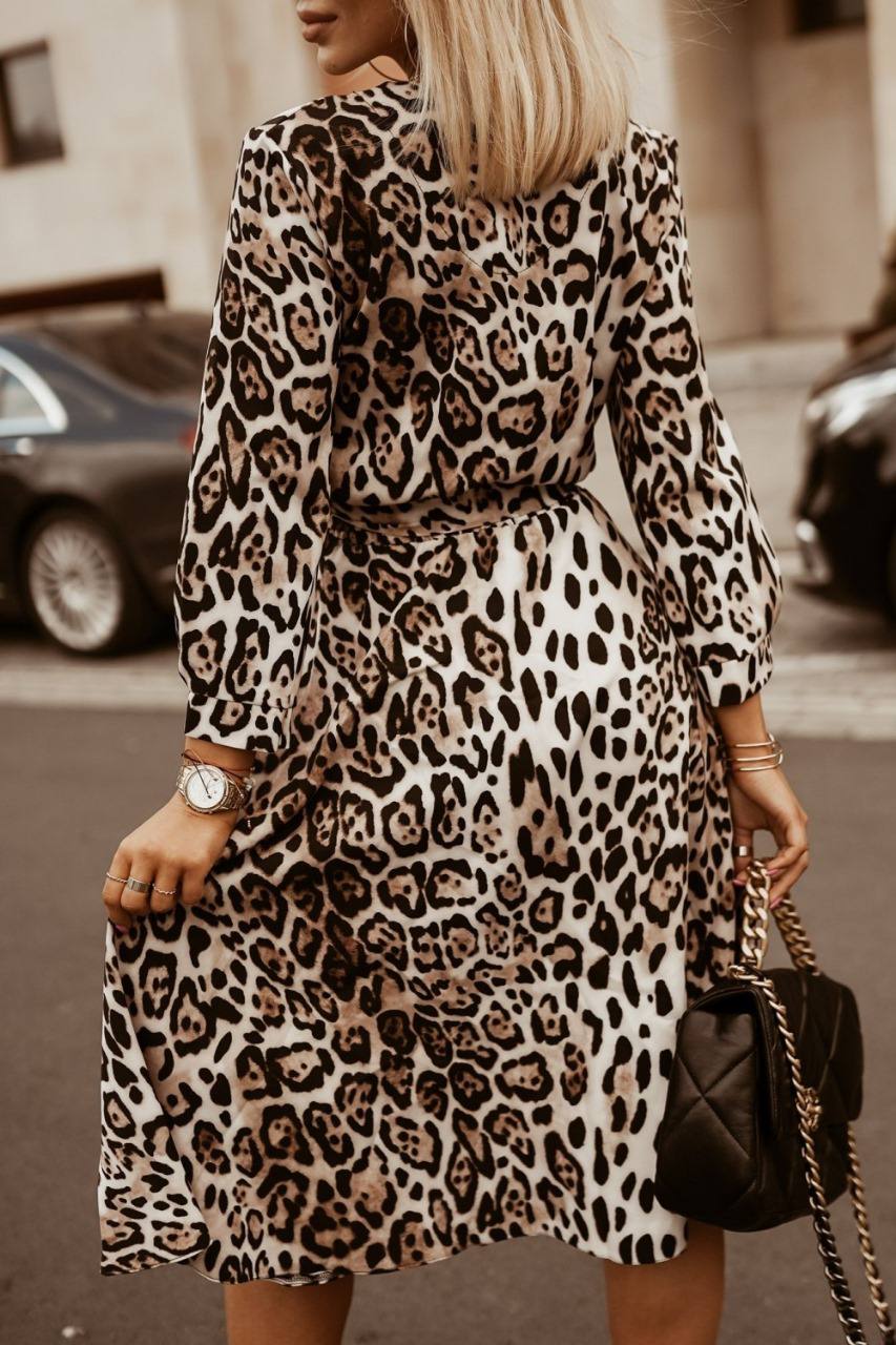 Button Down Leopard Printed Dress