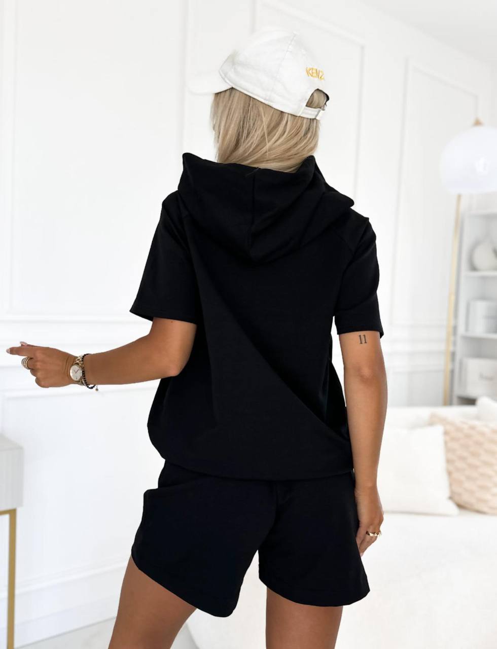 Summer Outfits Solid Short Sleeve Hoodie and Loose Comfy Shorts with Pocket Casual Fashion Matching Set