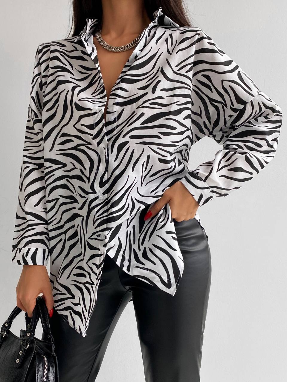 Printed Long Sleeve Cotton Blouse