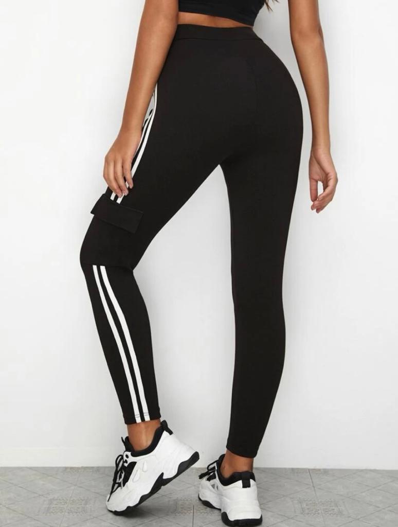 Cargo Side Stripe Sweatpants Solid Jogger Pants with Pocket