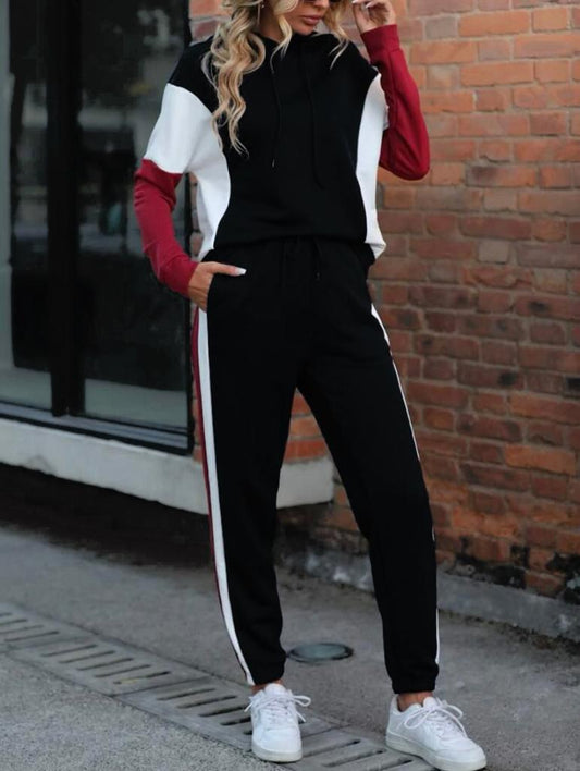 Matching Set Color Block Hoodie Pants Joggers