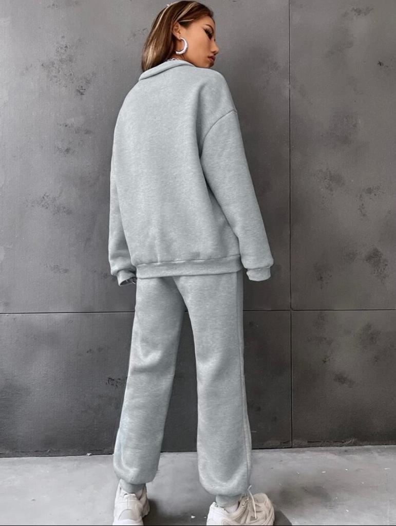 Mock Neck Half Zip Sweater and Pant Matching Set