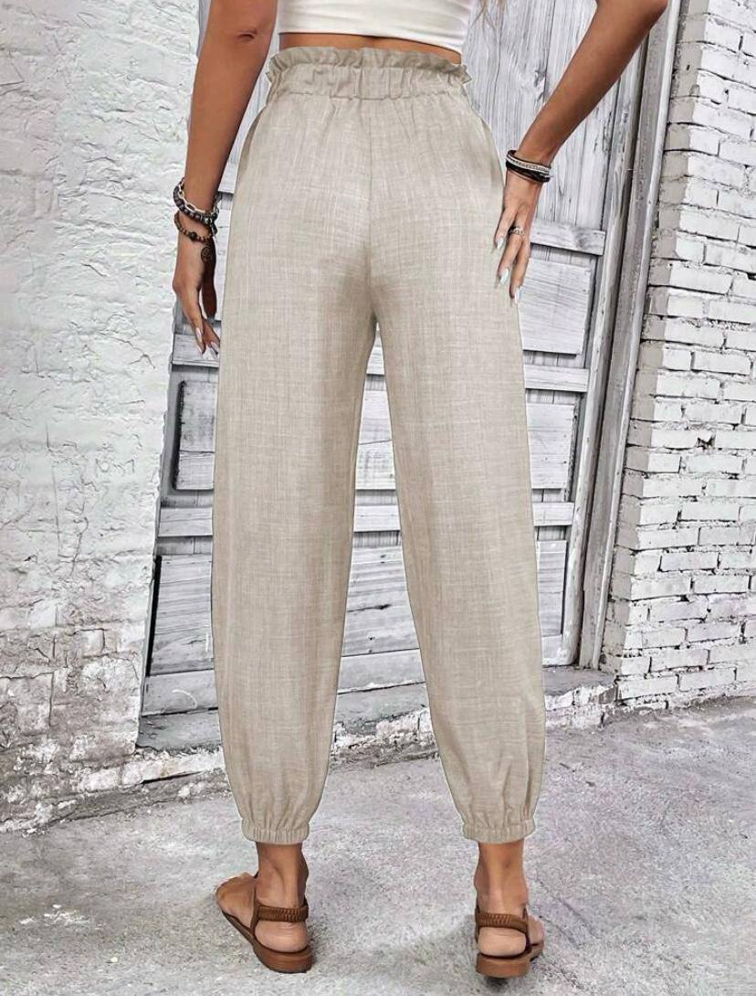 PAPER BAG WAIST DRAWSTRING CUFFED PANTS