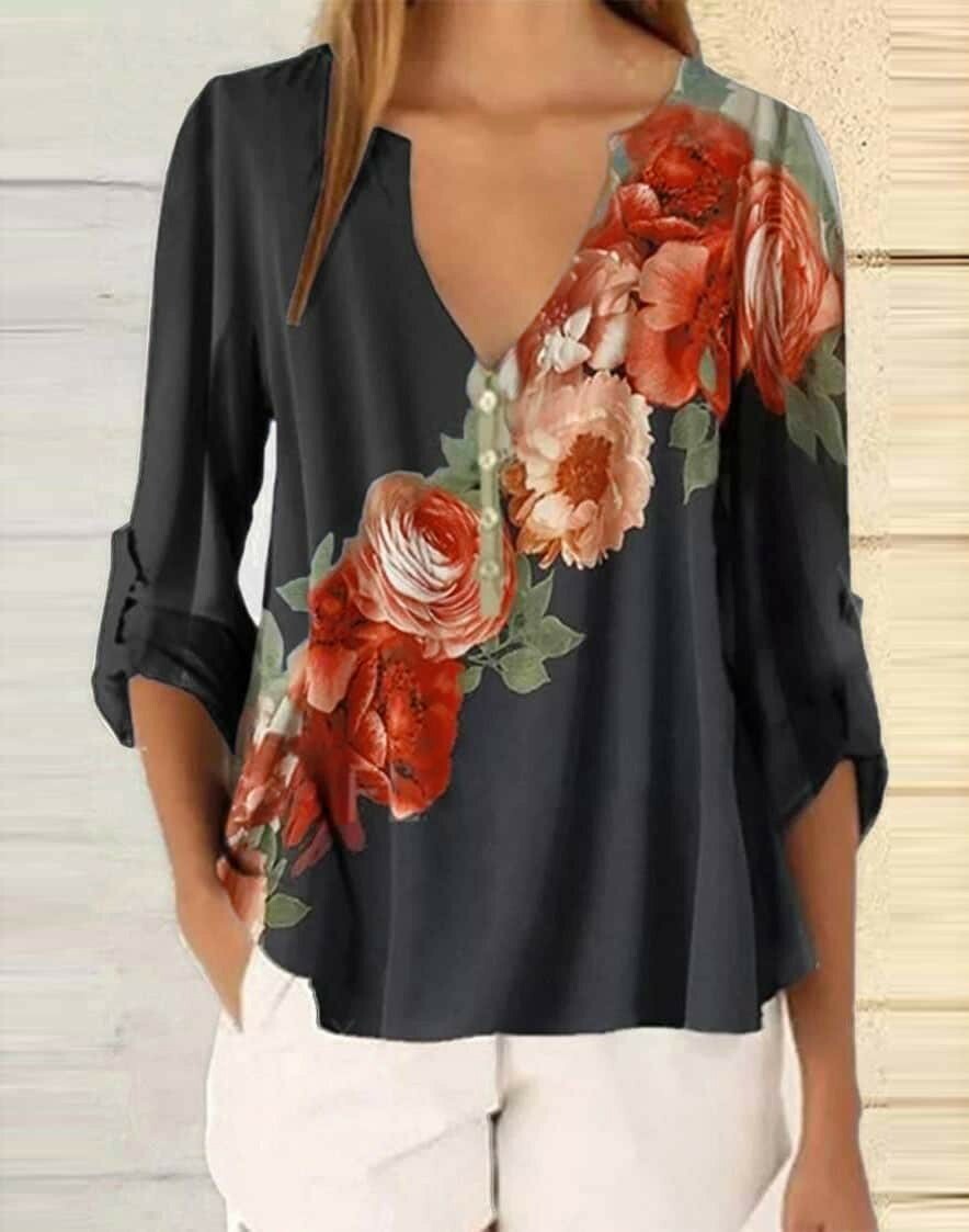 Cotton Blend Printed Blouse