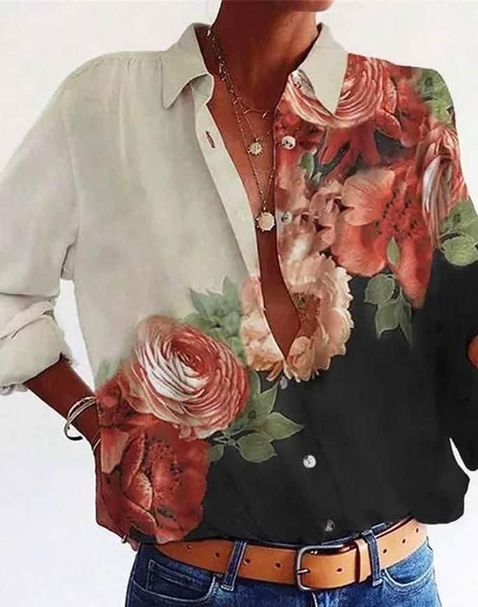 WOMEN ROSE BUTTON UP SHIRTS