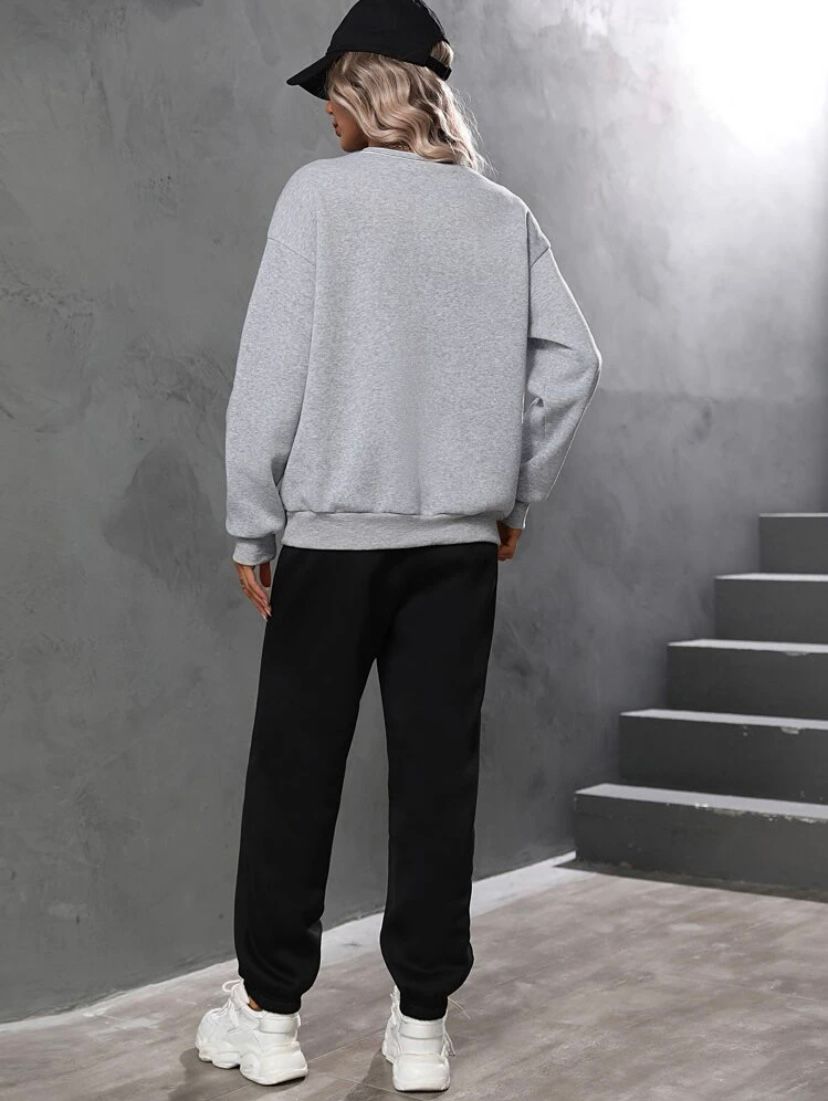 Letter Graphic Sweatshirt and Pants Matching Set