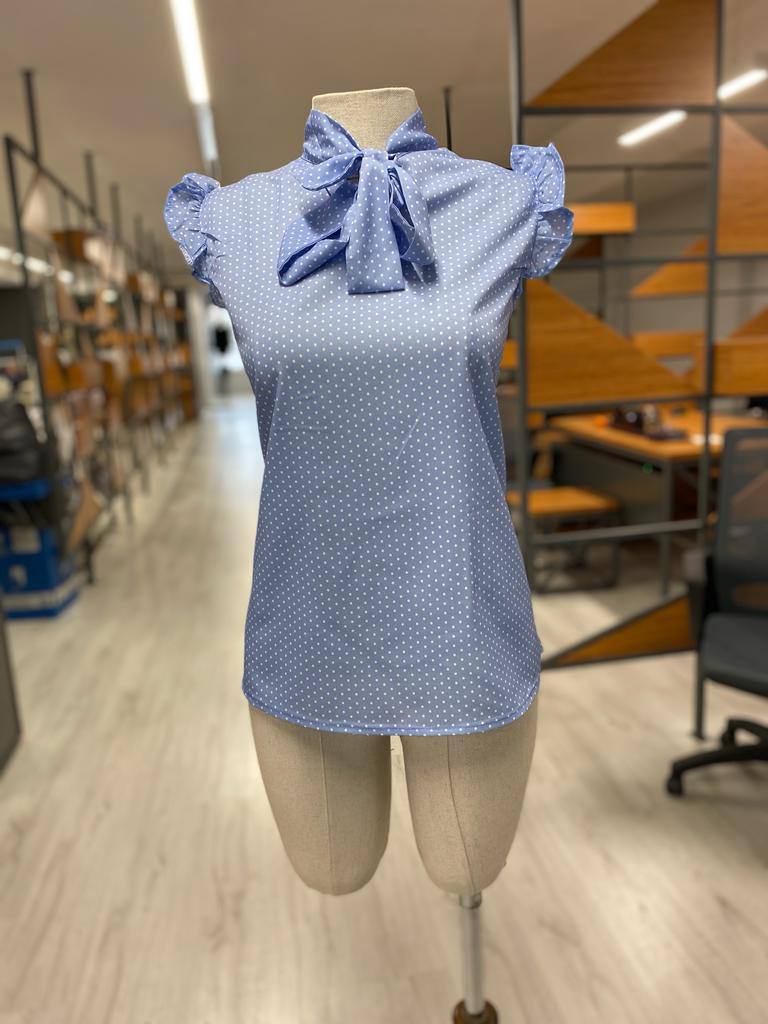 Sleeveless Ruffle Bow Tie Neck Shirts