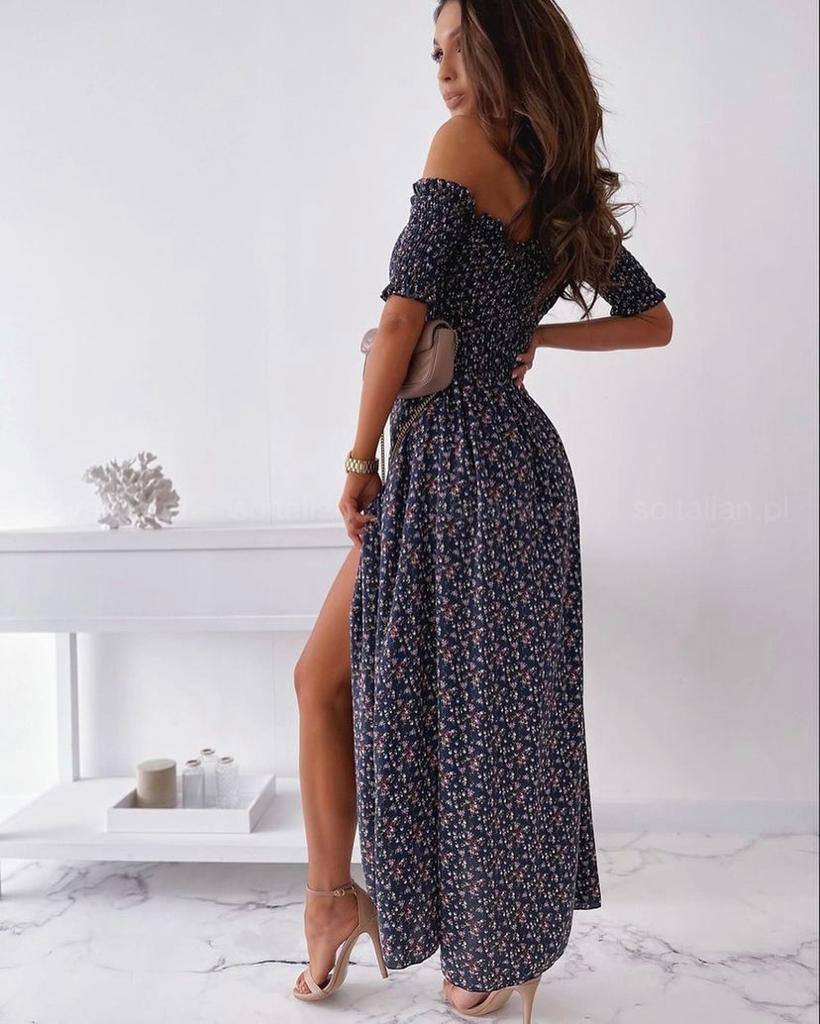 Cold Shoulder Wrap Maxi Dress