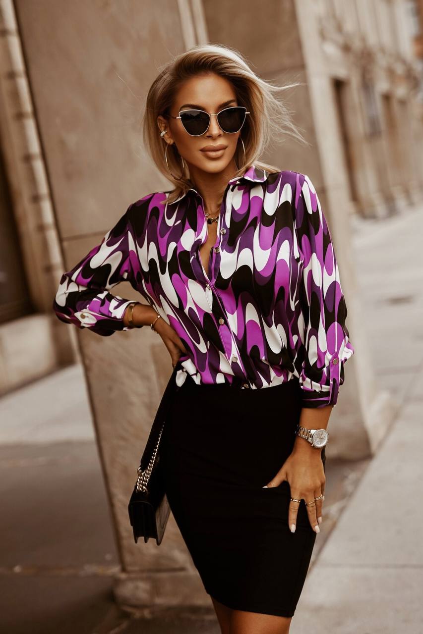 Women Multicolor Designer Button Up Shirts