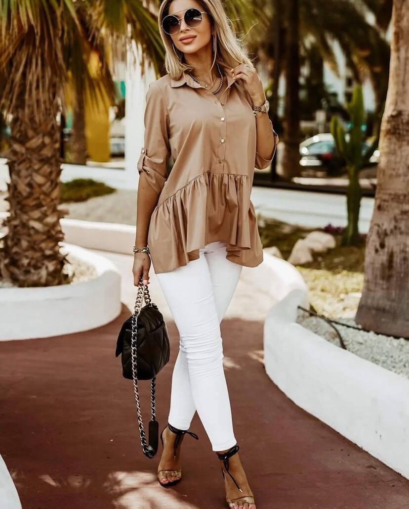 Women Oversize Pleated Button Up Shirt