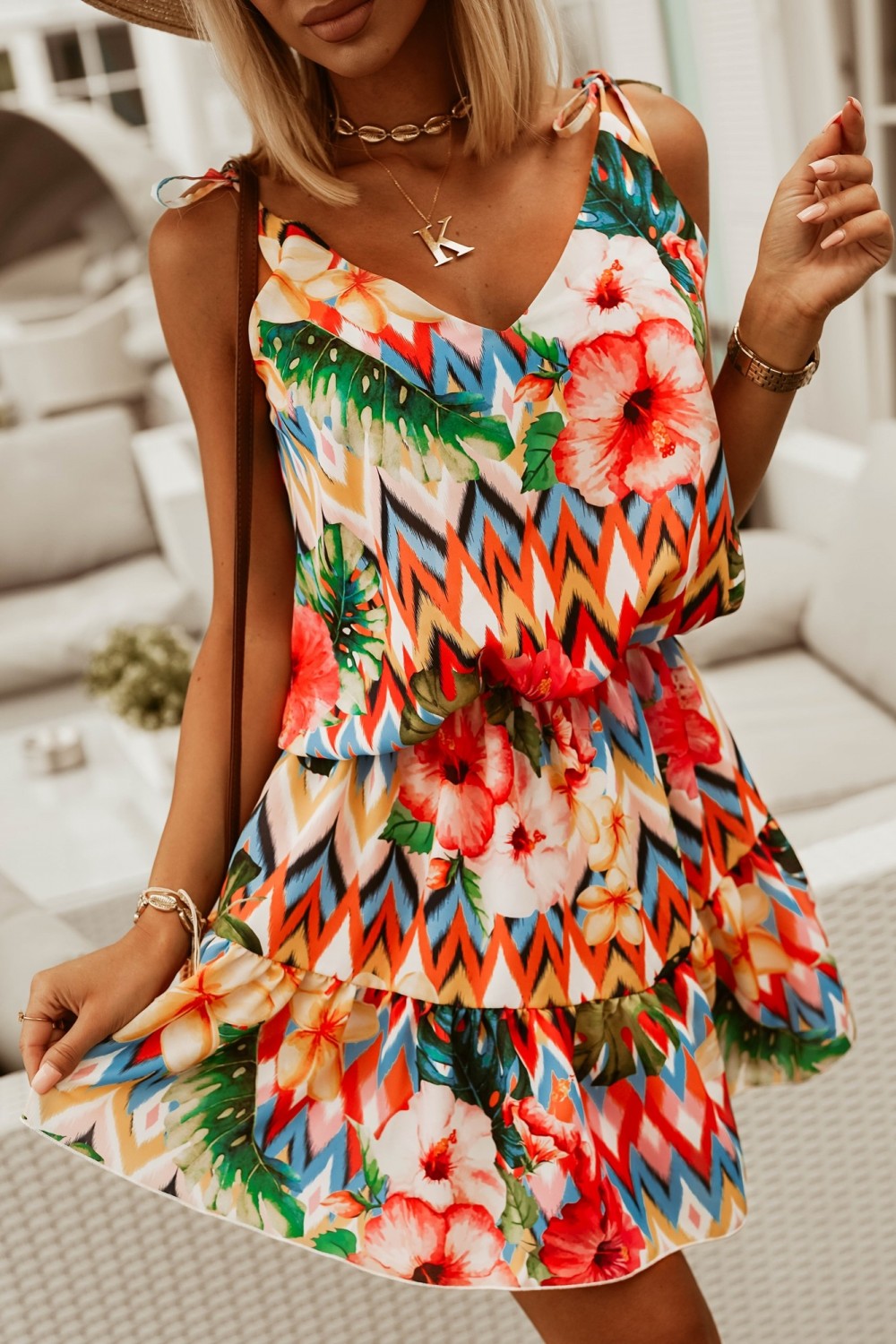 SHOULDER TIE MINI SUMMER DRESS