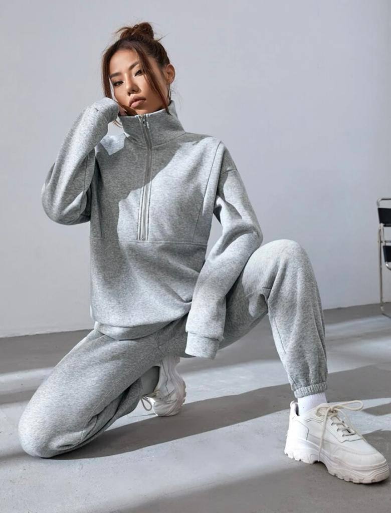 Matching Set Solid Color Sweat and Pants Jogger Sets for Women