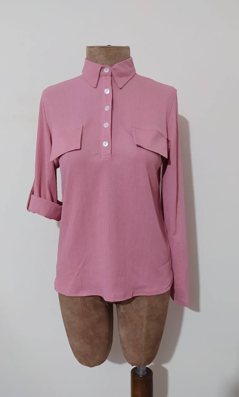 Women Half Button Blouse Tops