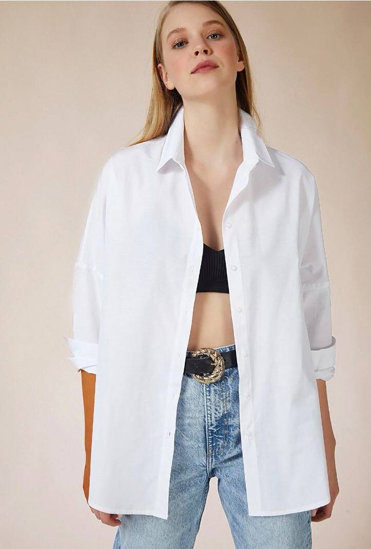 Cotton Blend Basic Buttoned Shirt