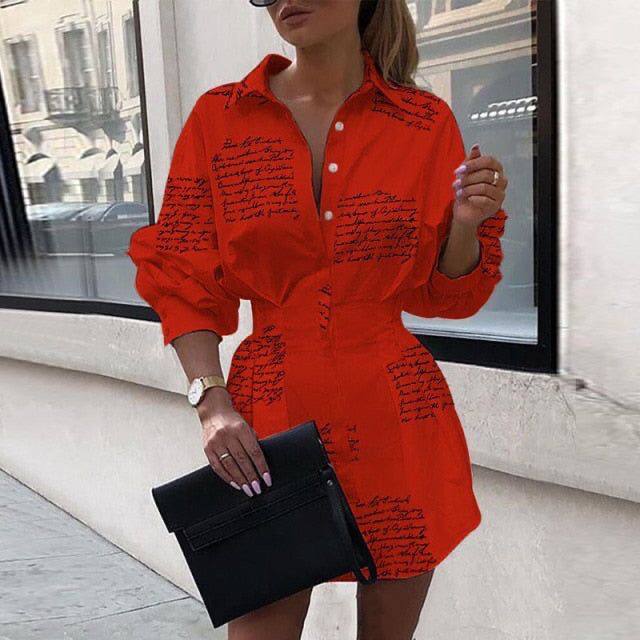 Printed Buttoned Shirt Dress