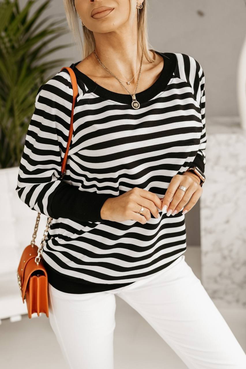 Cotton Blend Striped Blouse