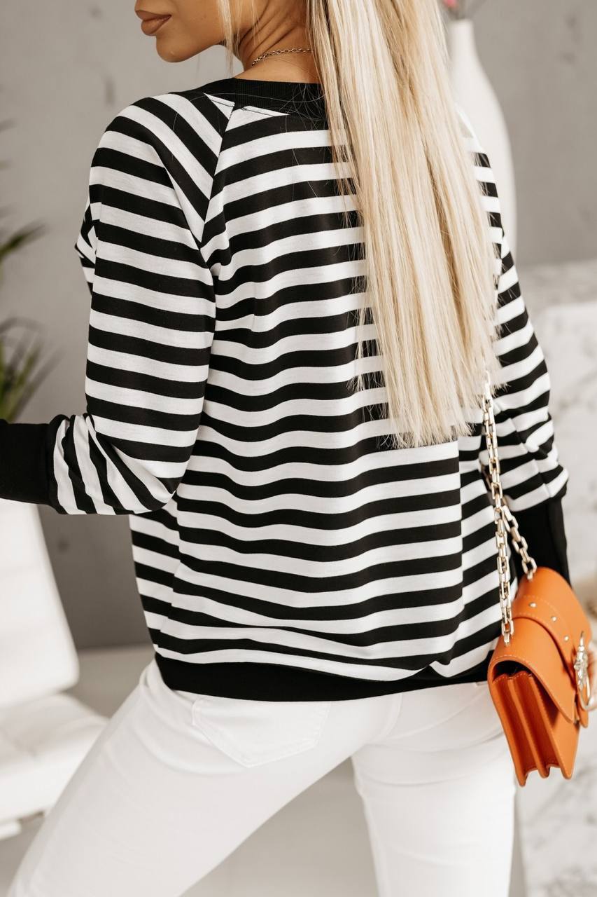 Cotton Blend Striped Blouse