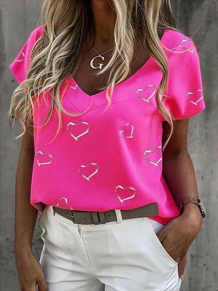 Printed Designer V-Neck Blouse