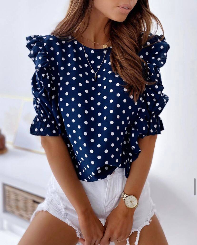 Printed Designer Ruffle Blouse