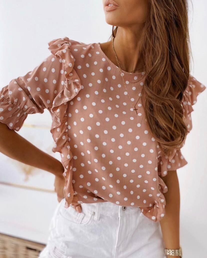 Printed Designer Ruffle Blouse