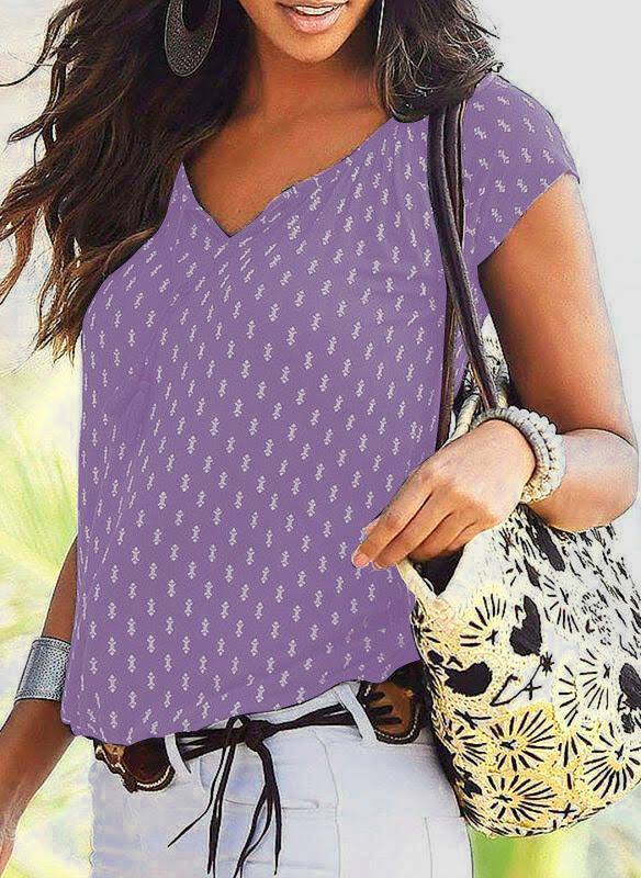 Short Sleeve Tassel Tie Accent Blouse