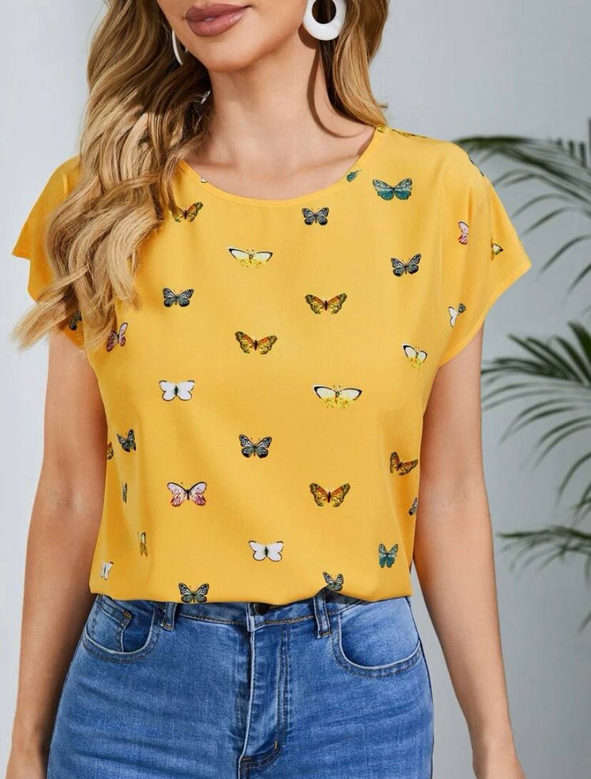 Short Sleeve Butterfly Tops Tees