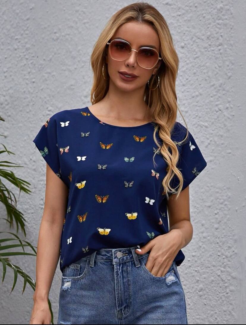 Short Sleeve Butterfly Tops Tees