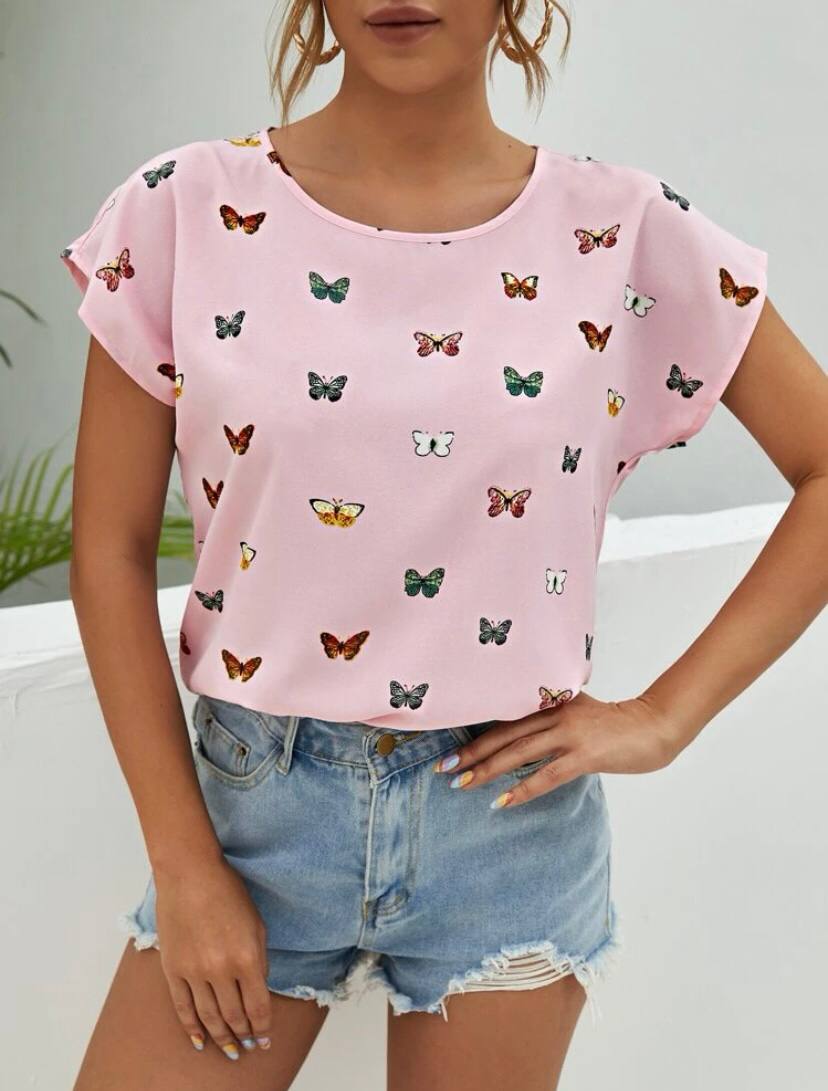 Short Sleeve Butterfly Tops Tees