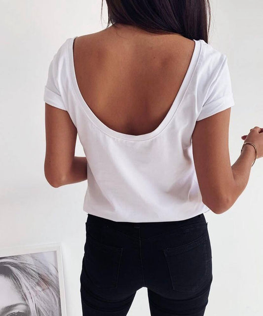 Short Sleeve Deep Back Top