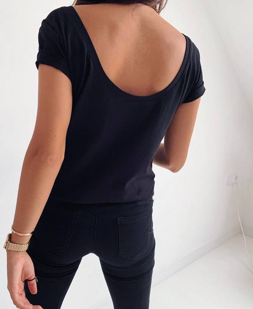 Short Sleeve Deep Back Top