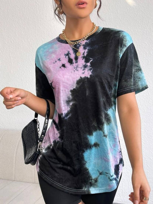 Tie Dye Black Purple T-Shirt Top