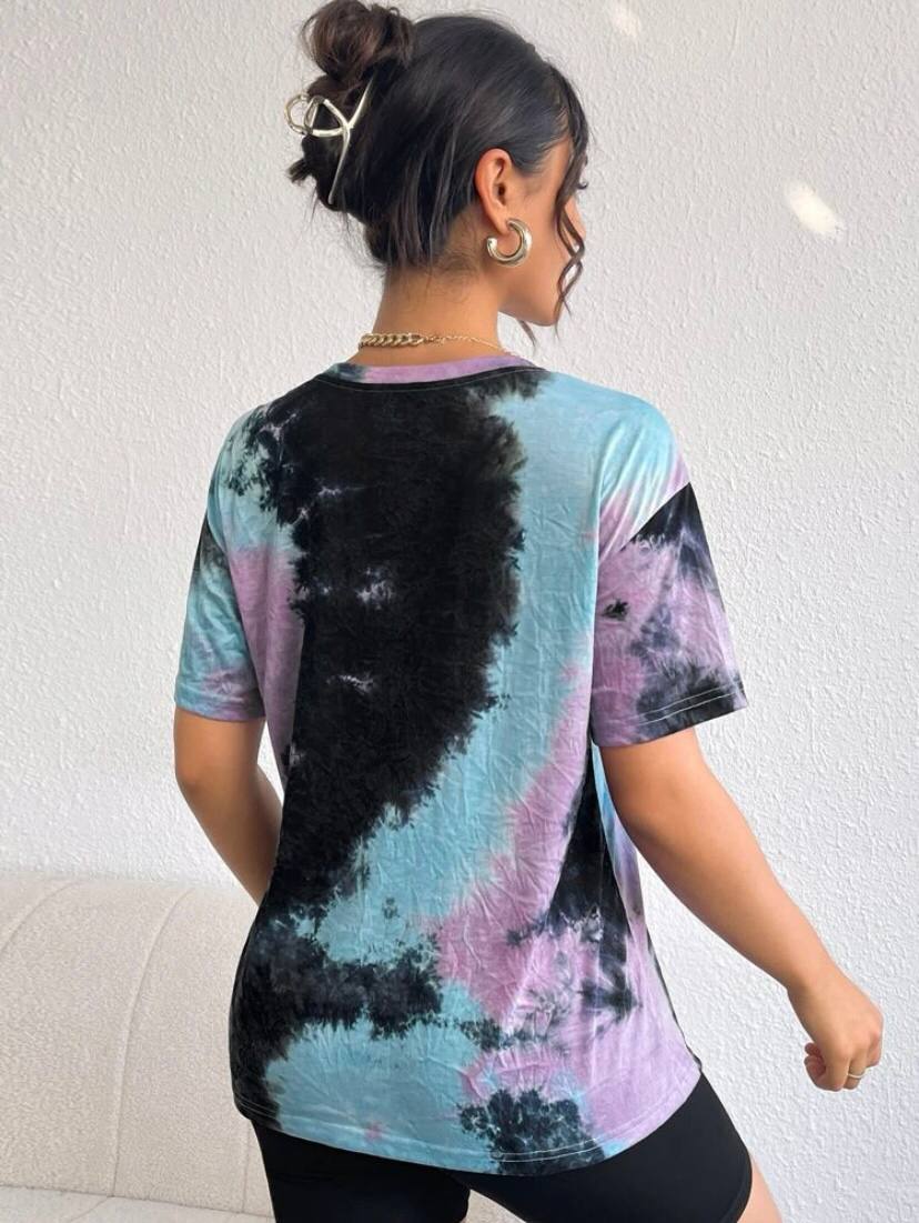 Tie Dye Black Purple T-Shirt Top