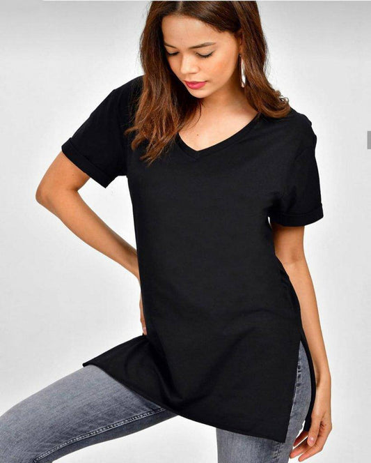 Oversized V Neck Basic Top T-Shirt