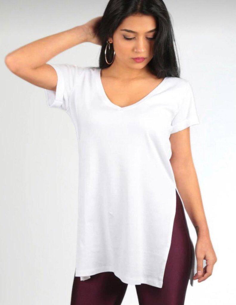 Oversized V Neck Basic Top T-Shirt