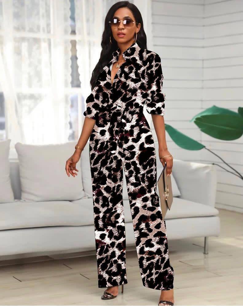 Printed Designer Belted Buttoned Jumpsuit