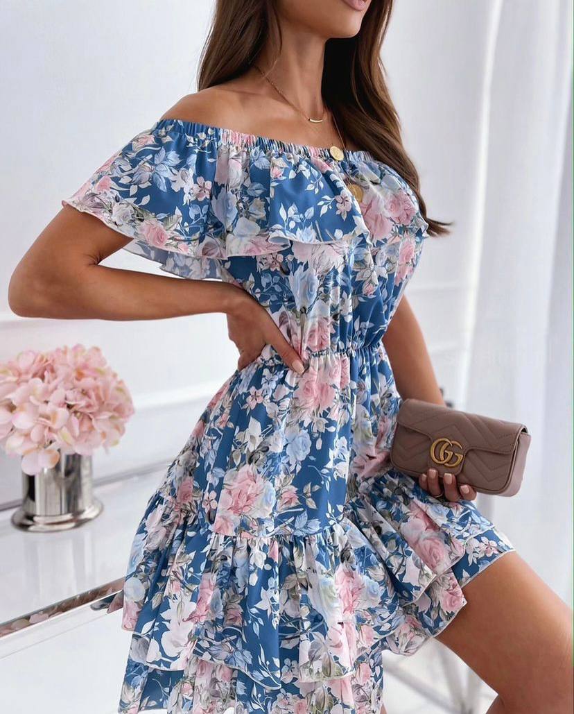 Printed Strapless Mini Dress