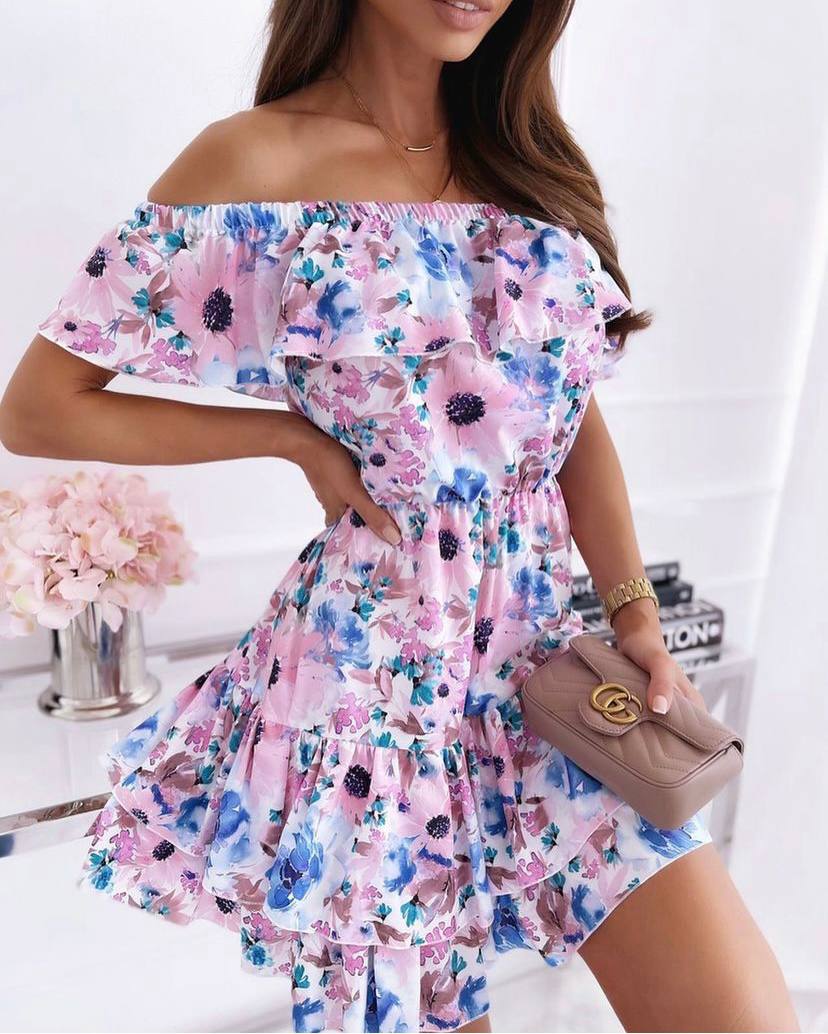 Printed Strapless Mini Dress