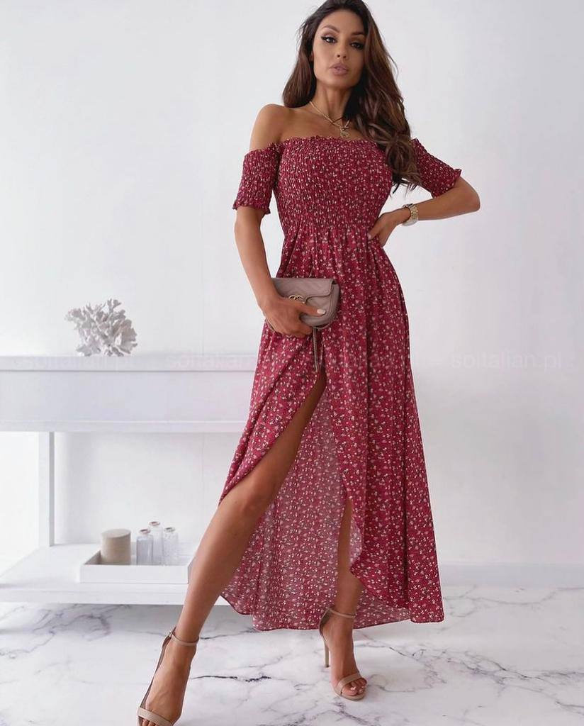 Cold Shoulder Wrap Maxi Dress