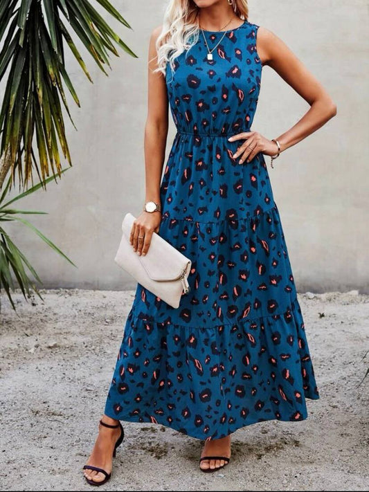 Printed Full Length Halter Neck Dress