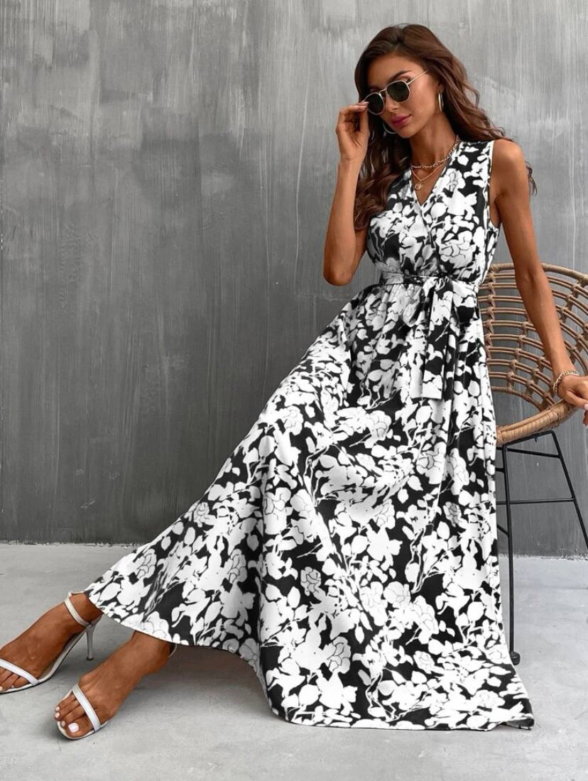 Sleeveless V Neck Maxi Summer Dress