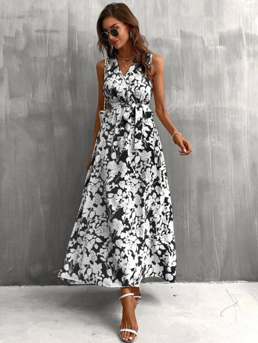 Sleeveless V Neck Maxi Summer Dress