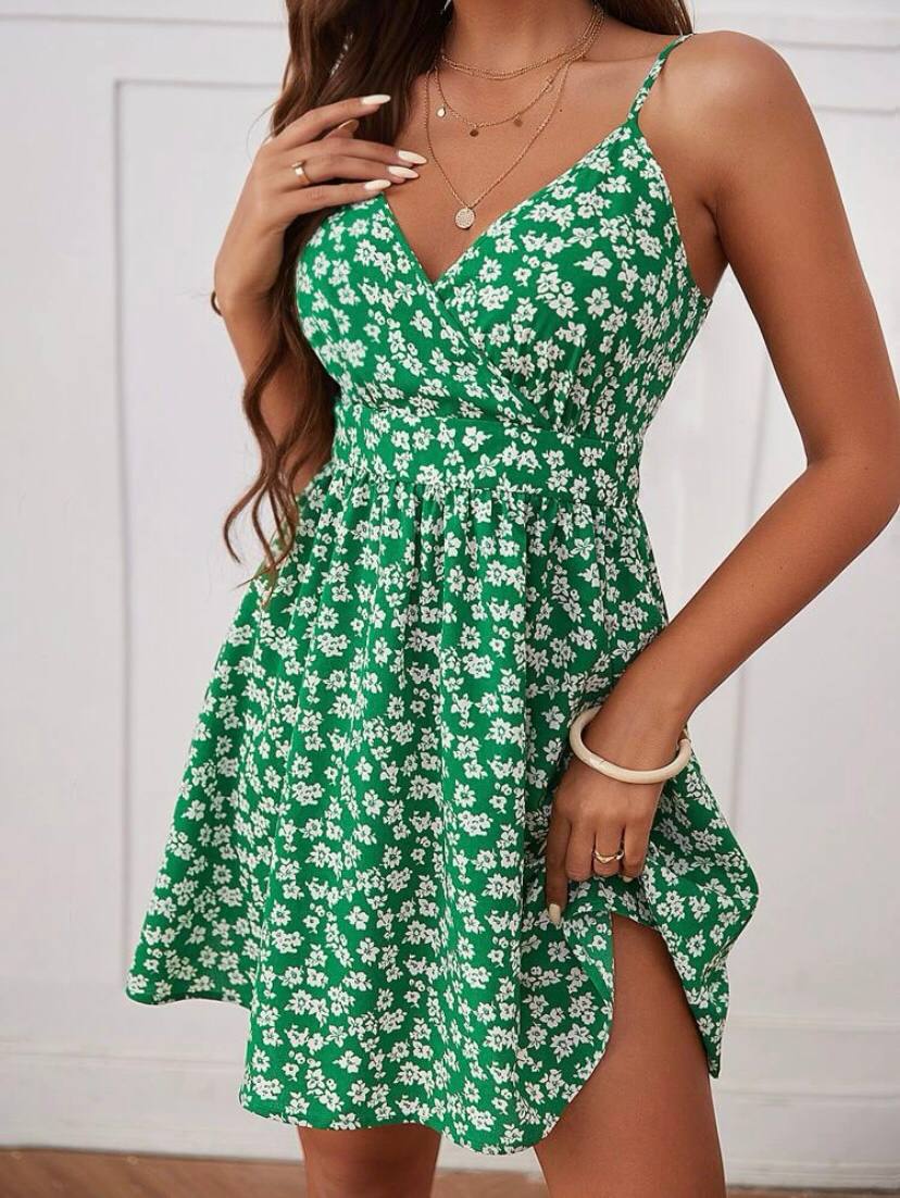 Printed Designer Spaghetti Strap Mini Dress