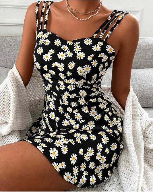 Summer Dream Floral Mini Beach Strap Dress