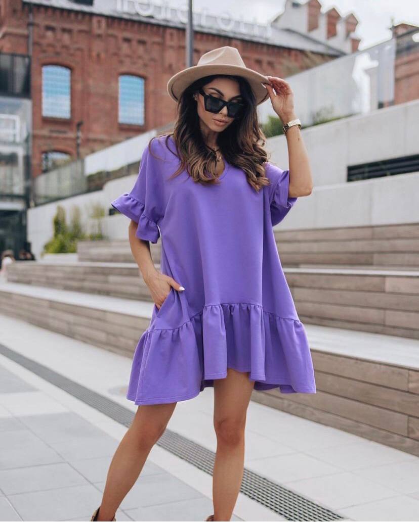 V Neck Ruffle Casual Summer Short Dress