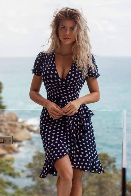 Printed Polka Dot Ruffled Mini Dress